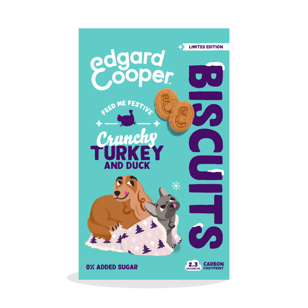 7x Edgard&Cooper Feestelijke Honden Biscuits Eend&Kalkoen 400 gr