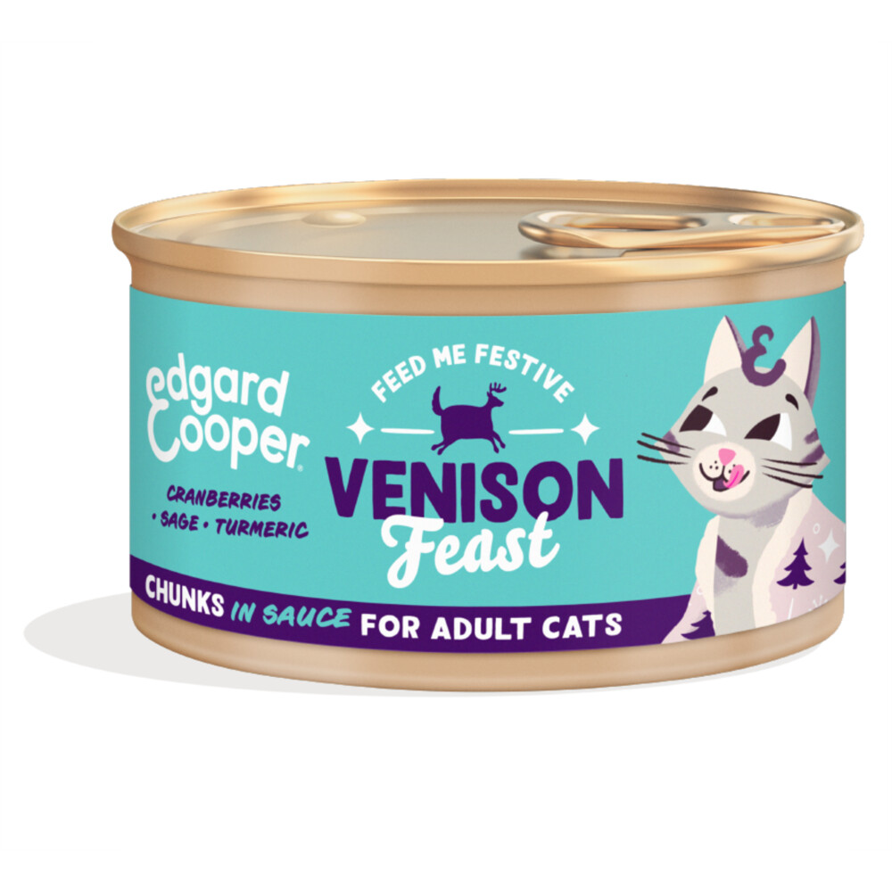 Edgard&Cooper Feestelijk Kattenvoer Adult Chunks Hert 85 gr