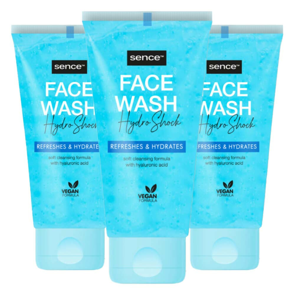 3x Sence Face Wash Alle Huidtypes Hydro Shock 150 ml