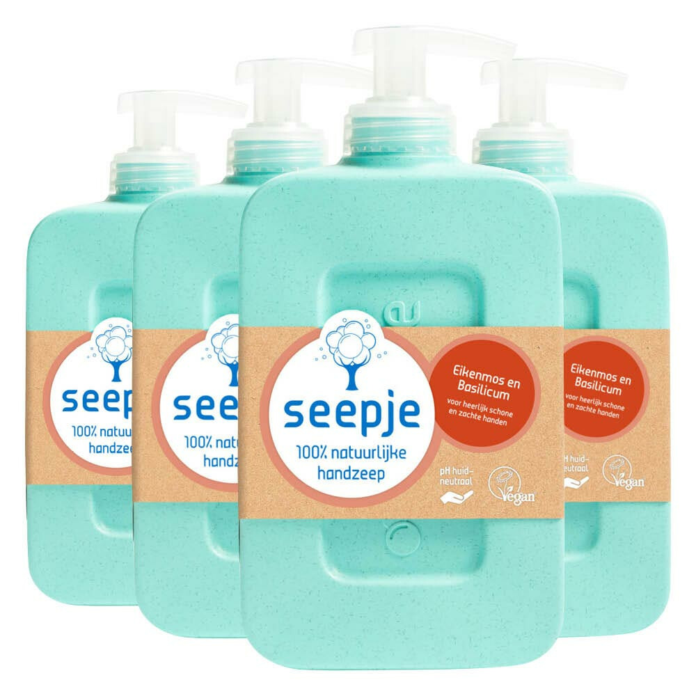 4x Seepje Handzeep Eikenmos en Basilicum 300 ml