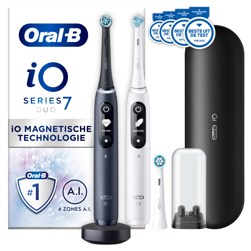 Oral-B iO Series 7 Zwart en Wit Duo Pack met extra opzetborstel