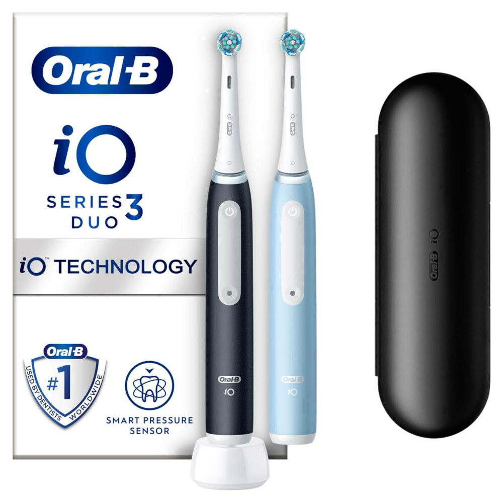 Oral-B Elektrische Tandenborstel iO 3 Duo Black/Blue 1 set aanbieding