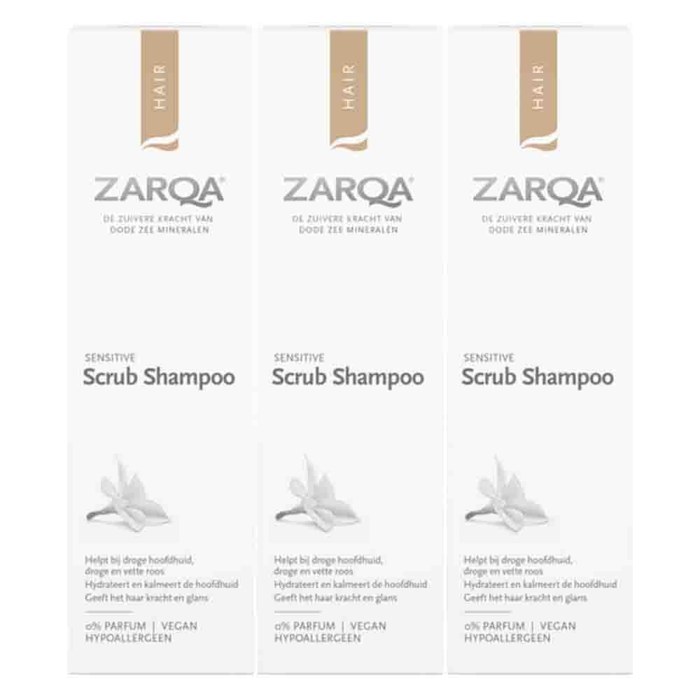 3x Zarqa Sensitive Scrub Shampoo 200 ml