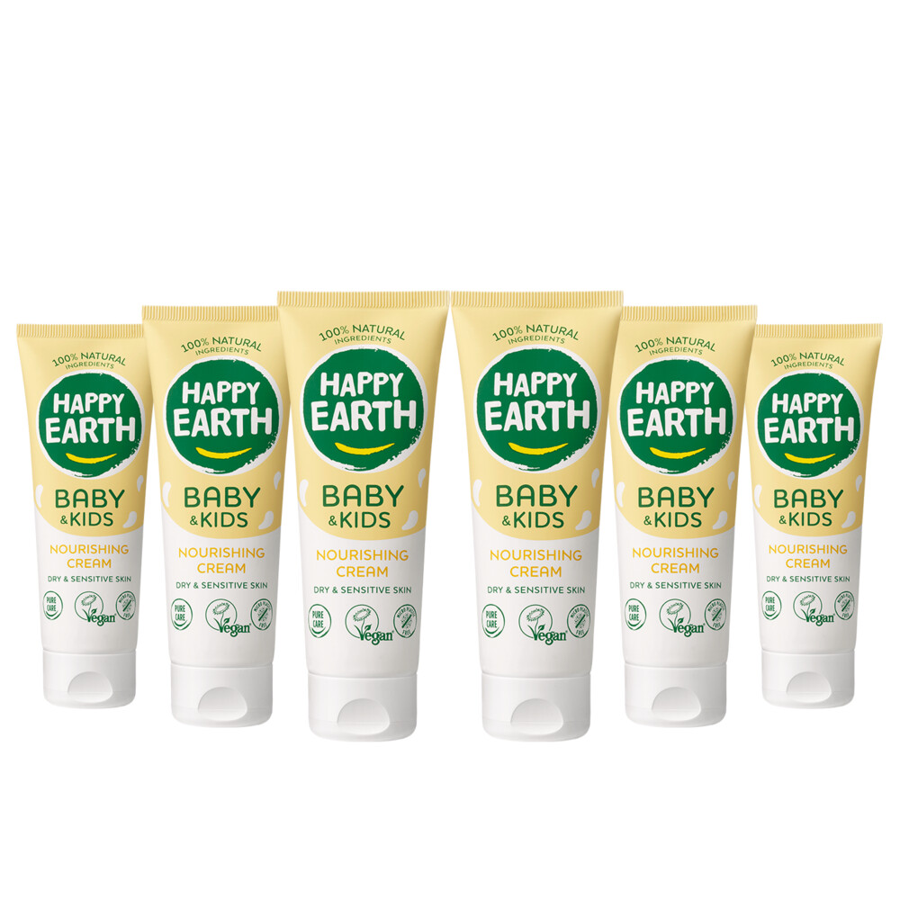 6x Happy Earth Nourishing Cream 100% Natuurlijk Baby&Kids 75 ml