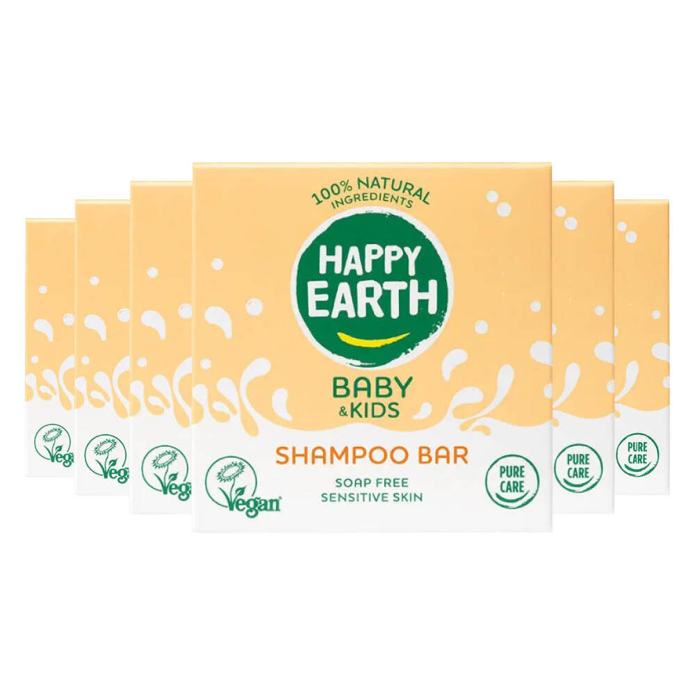 6x Happy Earth Baby & Kids 100% Natuurlijke Shampoo Bar 50 gr