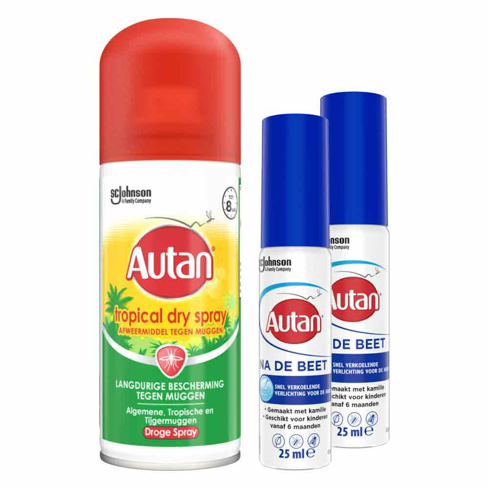 Autan Insectenspray Tropical Dry en 2x Na De Beet Gel Pakket | Plein.nl