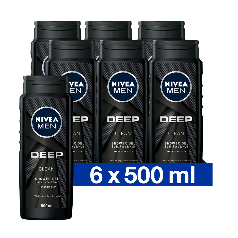 6x Nivea Men Douchegel Deep Clean 500 ml