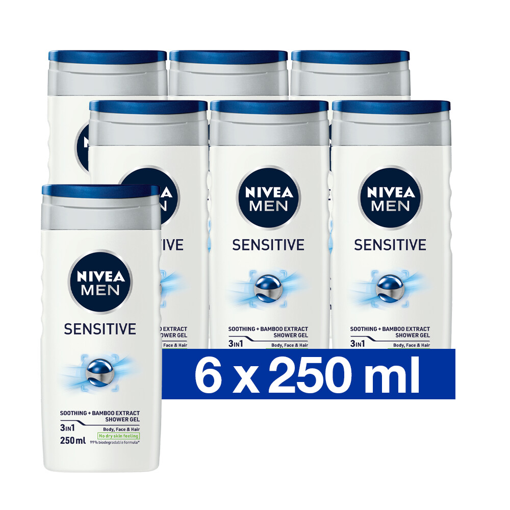 6x Nivea Men Douchegel 3-in-1 Sensitive 250 ml