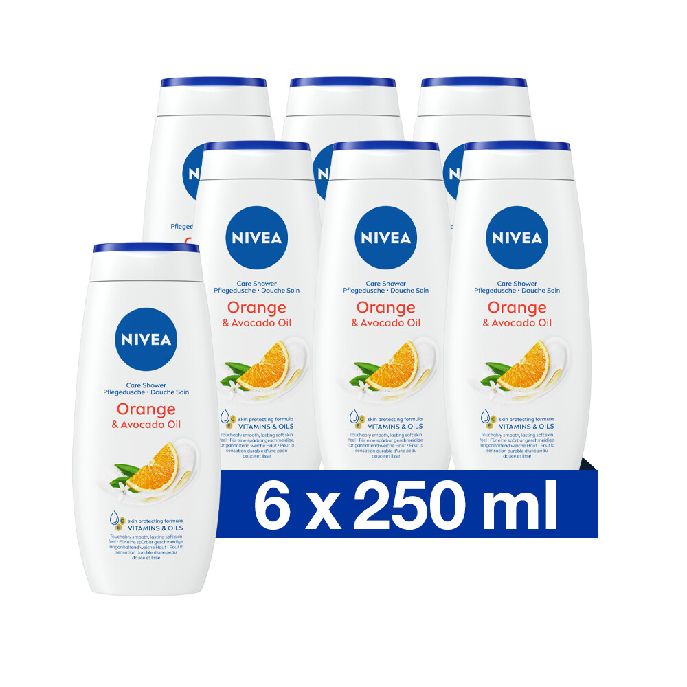 6x Nivea Care Shower Oil Orange en Avocado 250 ml
