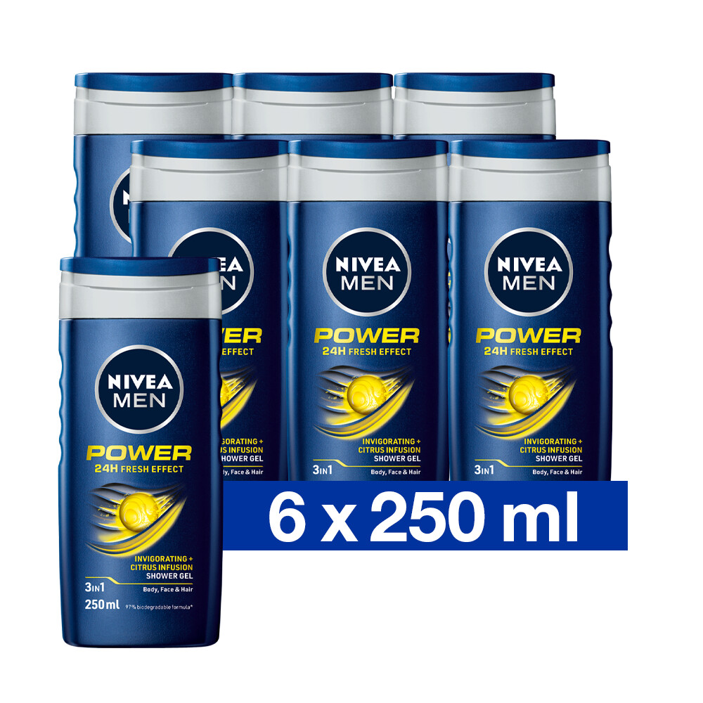 6x Nivea Men Douchegel Power Refresh 250 ml