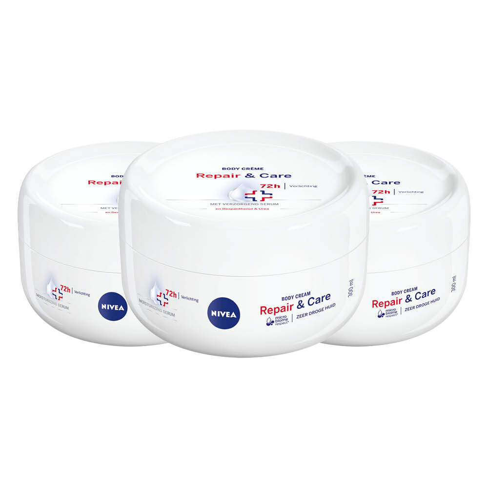 3x NIVEA Repair & Care Bodycrème met Verzorgend Serum 300 ml