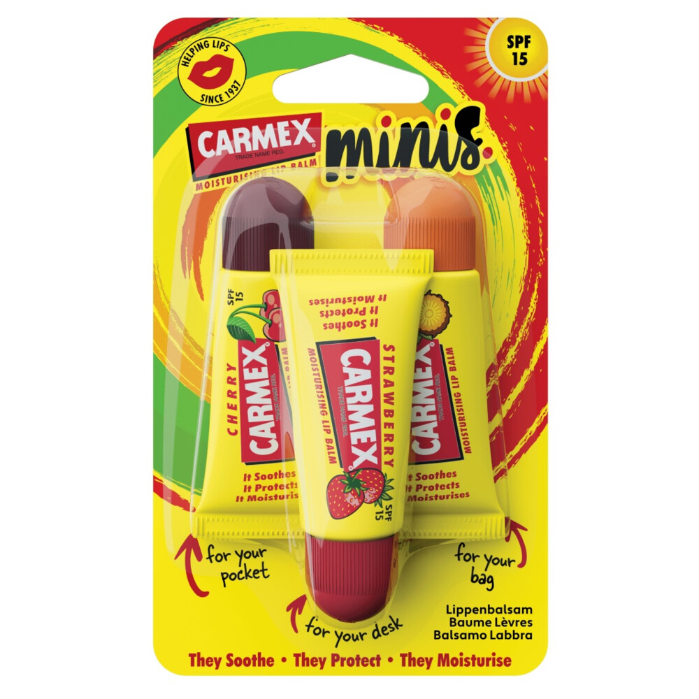 Carmex Lippenbalsem Mini's Assorted SPF15 Tube 3-Pack 3 stuks