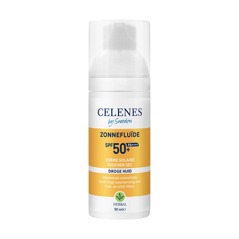 3x Celenes Herbal Dry Touch Zonnefluïde SPF 50+ Alle Huidtypes 50 ml