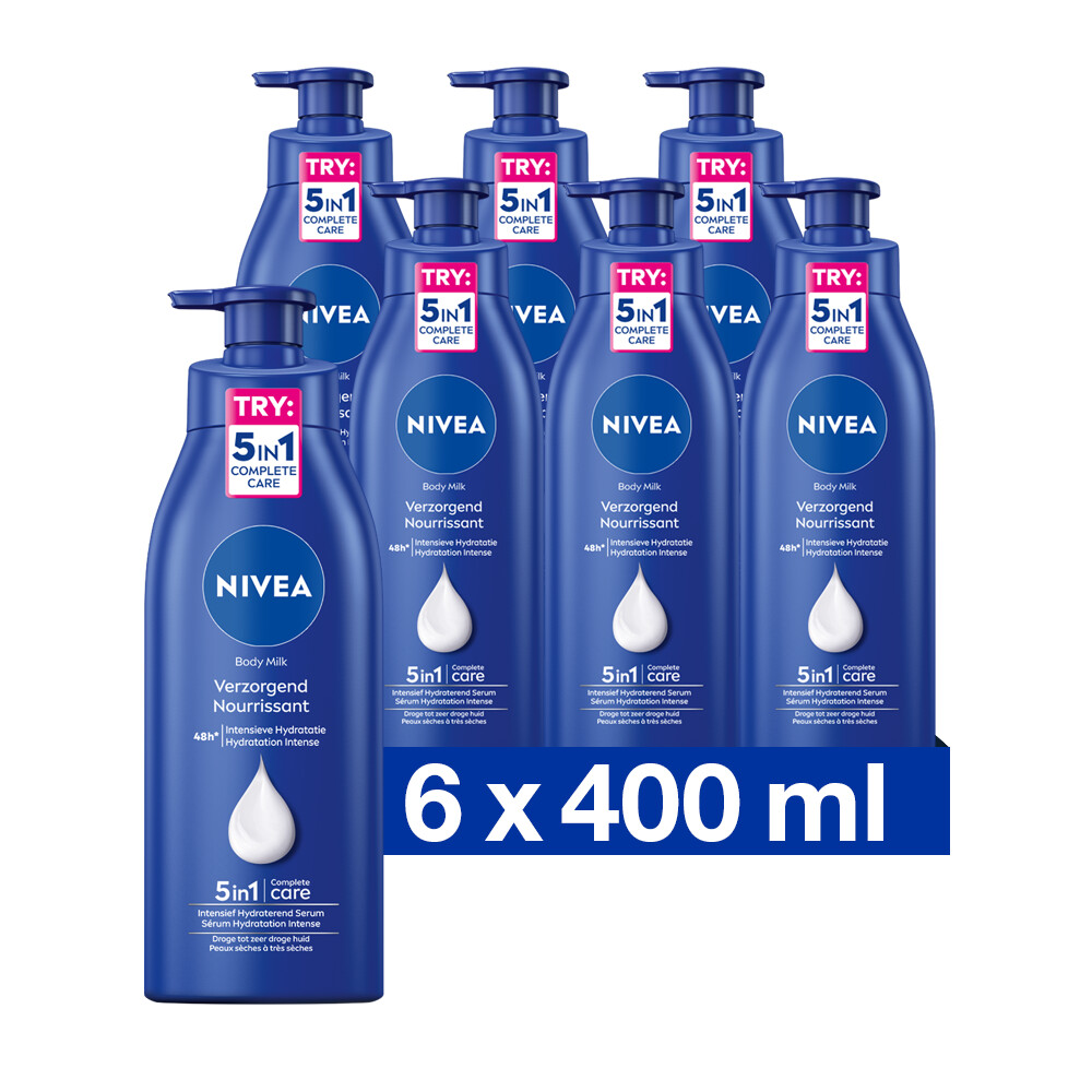 6x Nivea Bodymilk Verzorgend met pomp 400 ml