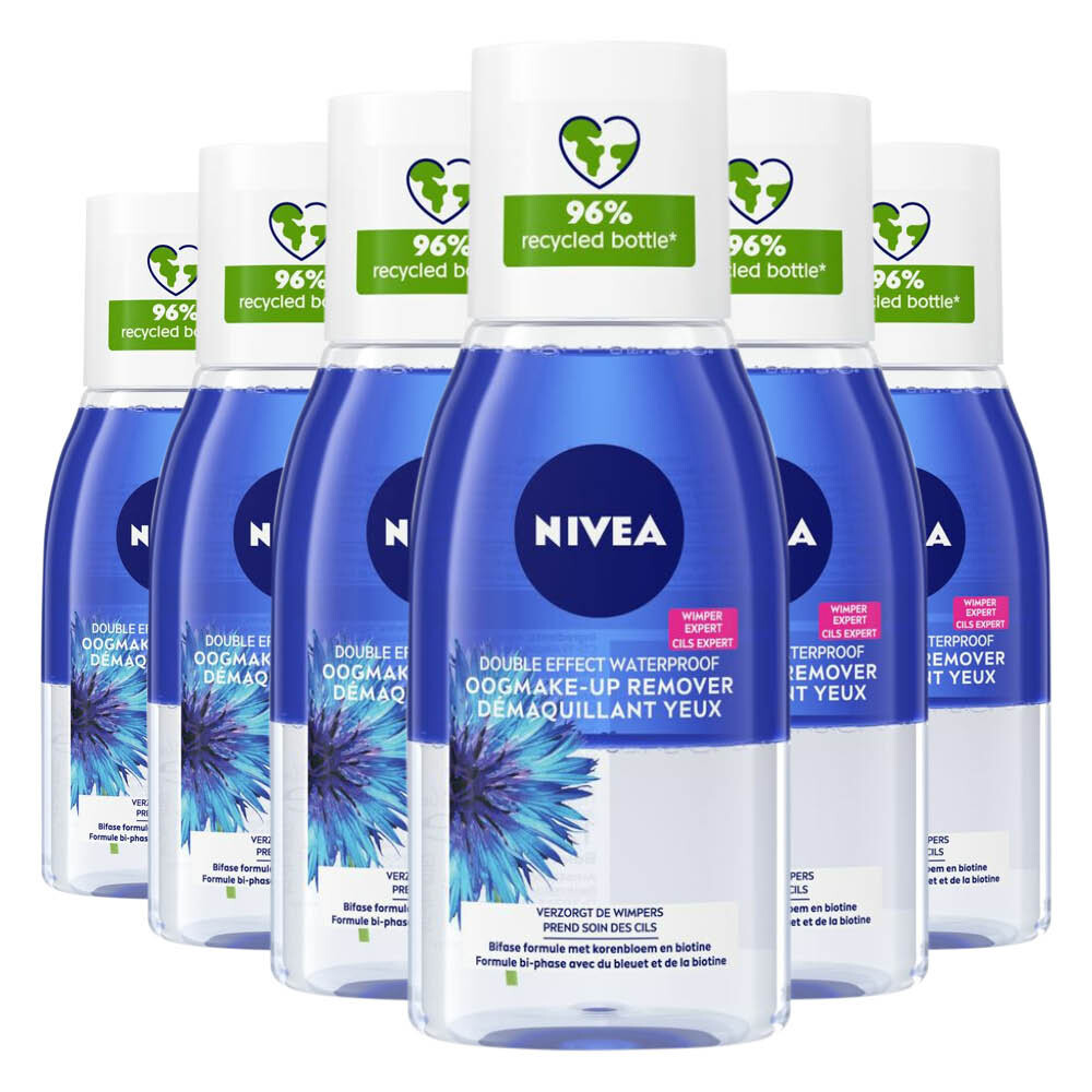 6x NIVEA Oogmake-Up Remover Double Effect Waterproof 125 ml