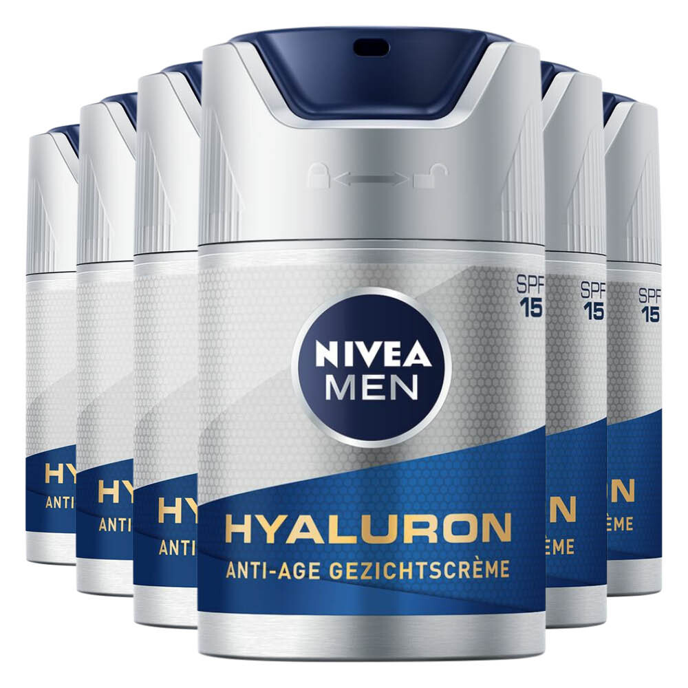 6x NIVEA Men Anti-Age Hyaluron Gezichtcrème SPF 15 50 ml