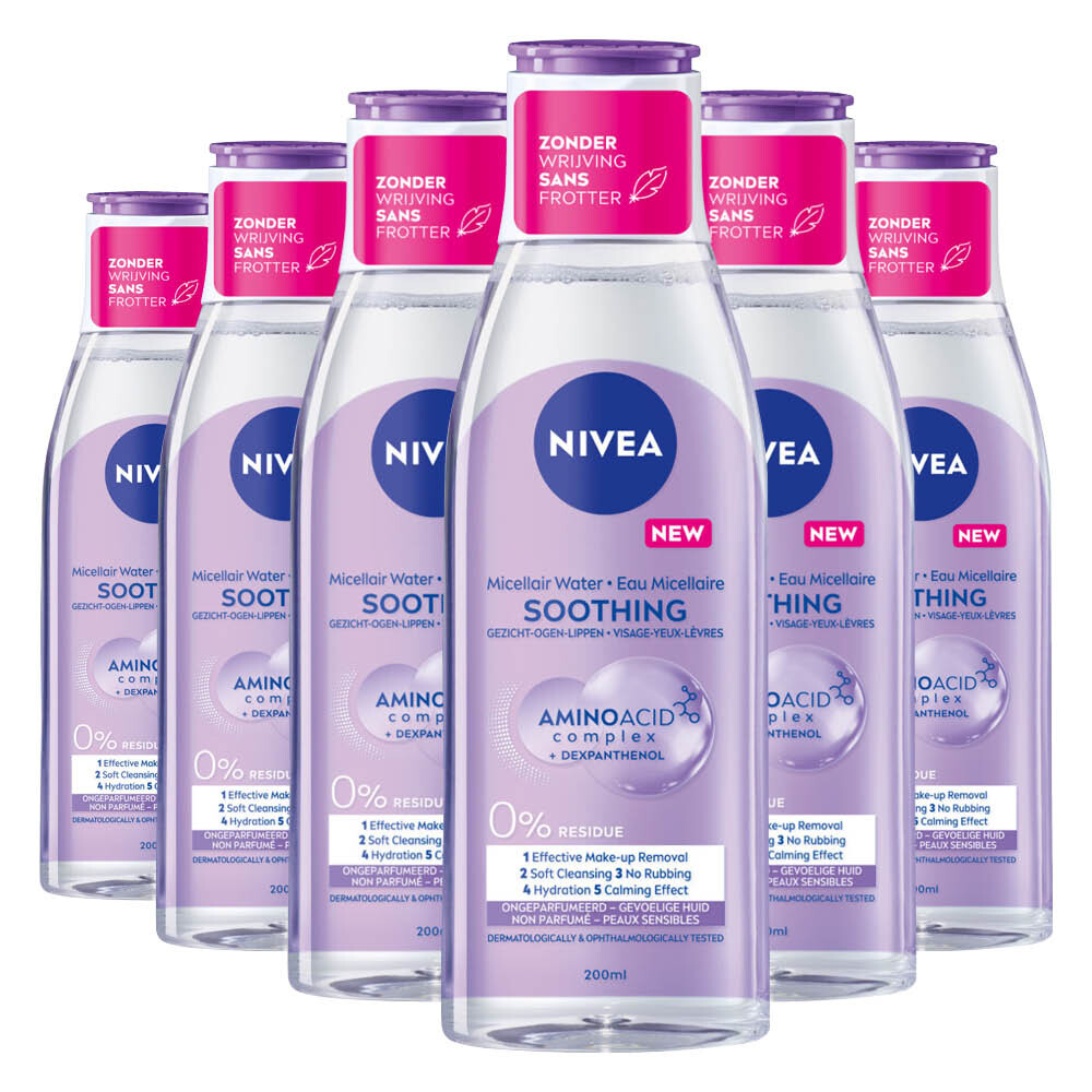 6x NIVEA 0% Residu Micellair Water Gevoelige Huid 200 ml