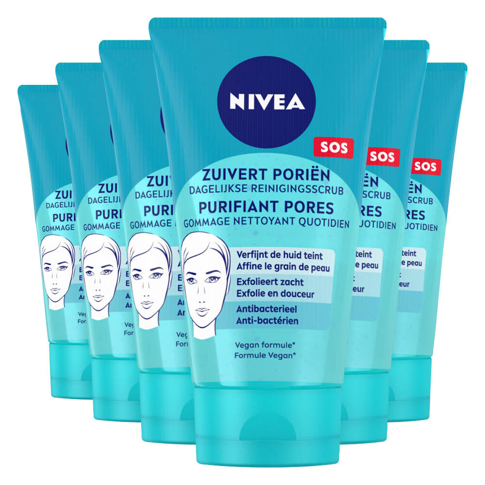 6x NIVEA Dagelijkse Reiniging Gezichtsscrub 150 ml