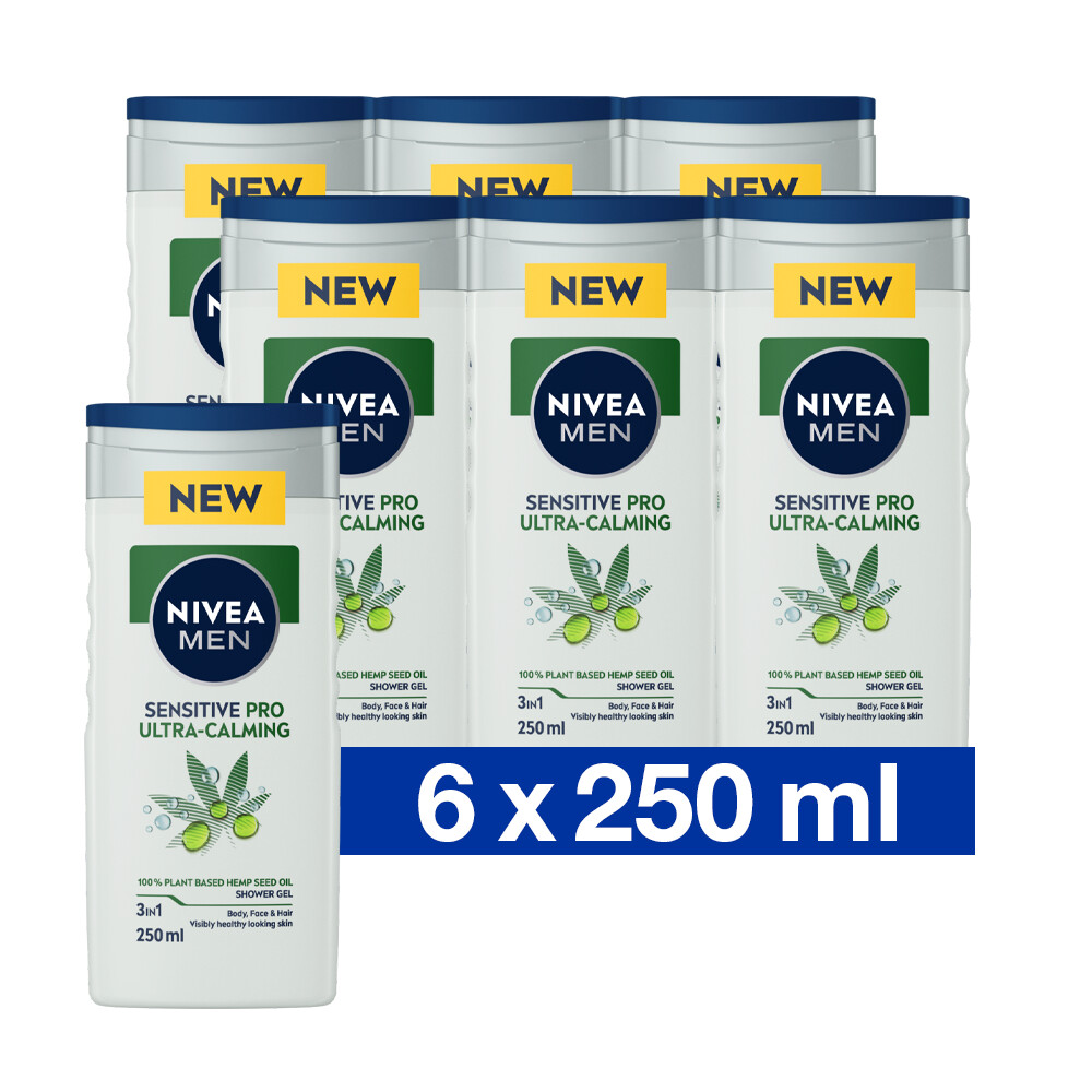 6x Nivea Men Douchegel Sensitive Pro Ultra Calming Hemp 250 ml