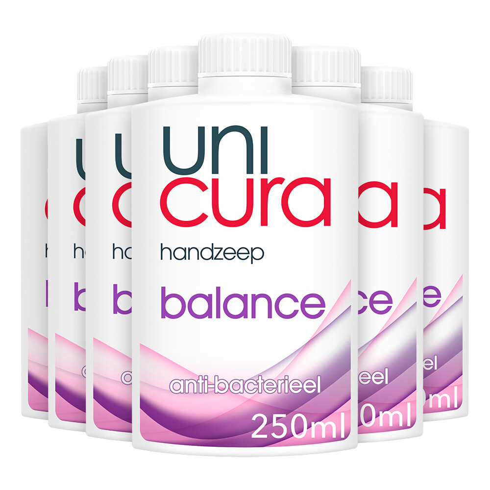 6x Unicura Handzeep Anti Bacterieel Balans Navulling 250 ml