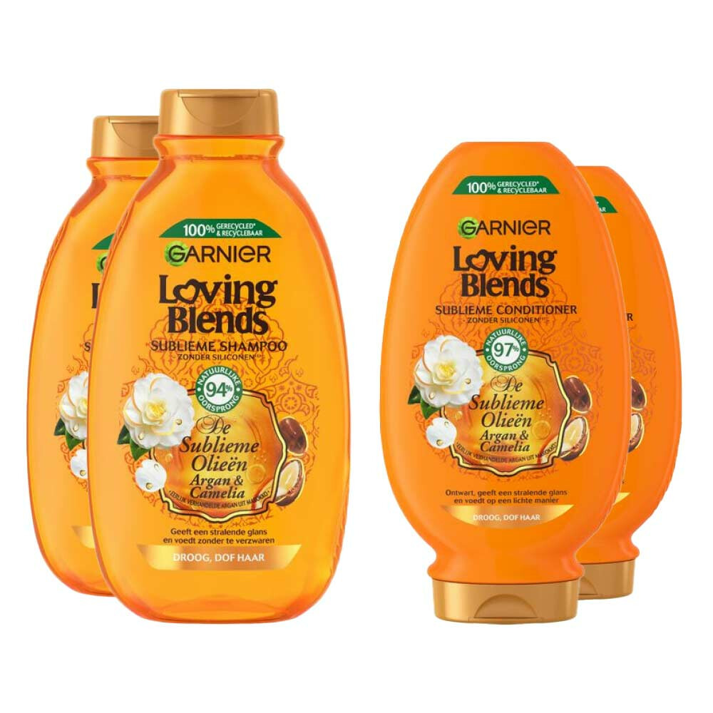 Garnier Loving Blends Argan en Cameliaolie Shampoo&Conditioner Dubbel Pakket