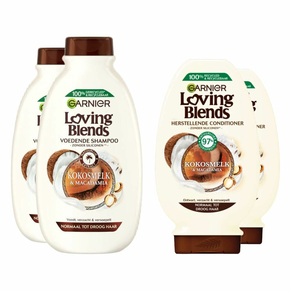 Garnier Loving Blends Kokosmelk en Macadamia Shampoo&Conditioner Dubbel Pakket