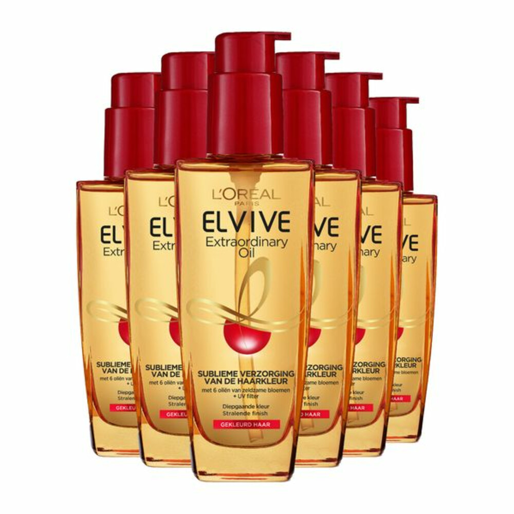 6x L'Oréal Elvive Extraordinary Oil Haarolie voor Gekleurd Haar 100 ml