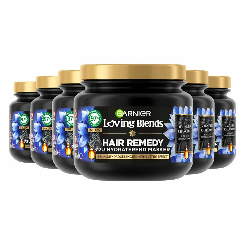 6x Garnier Loving Blends Magnetic Charcoal Haarmasker 340 ml