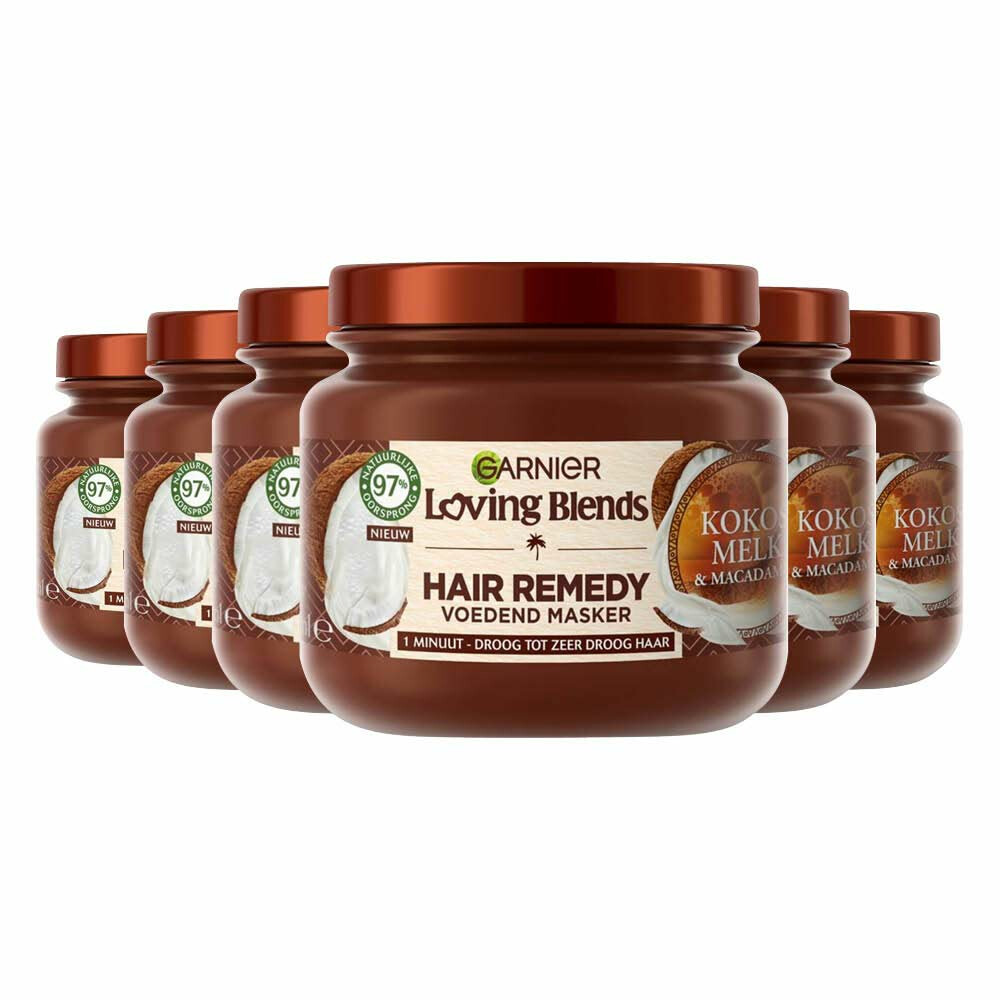 6x Garnier Loving Blends Kokosmelk en Macadamia Haarmasker 340 ml