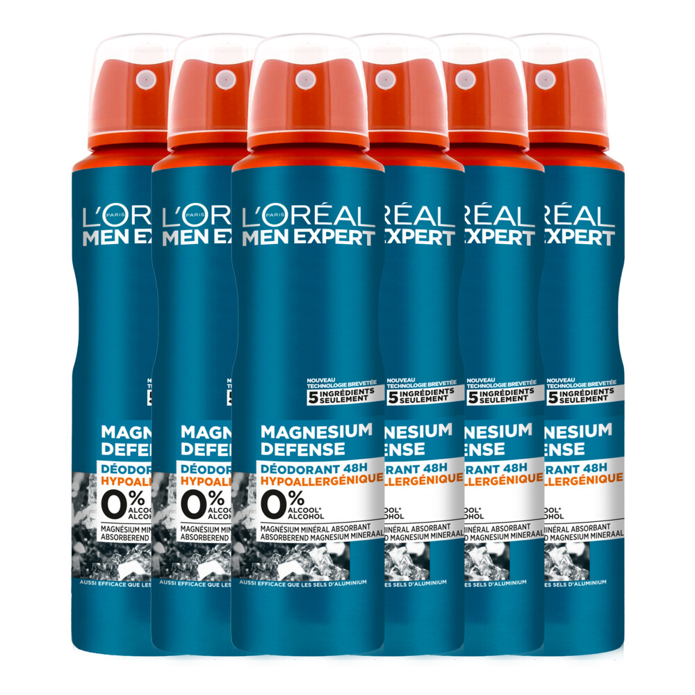 6x L'Oréal Men Expert Magnesium Deodorant 150 ml