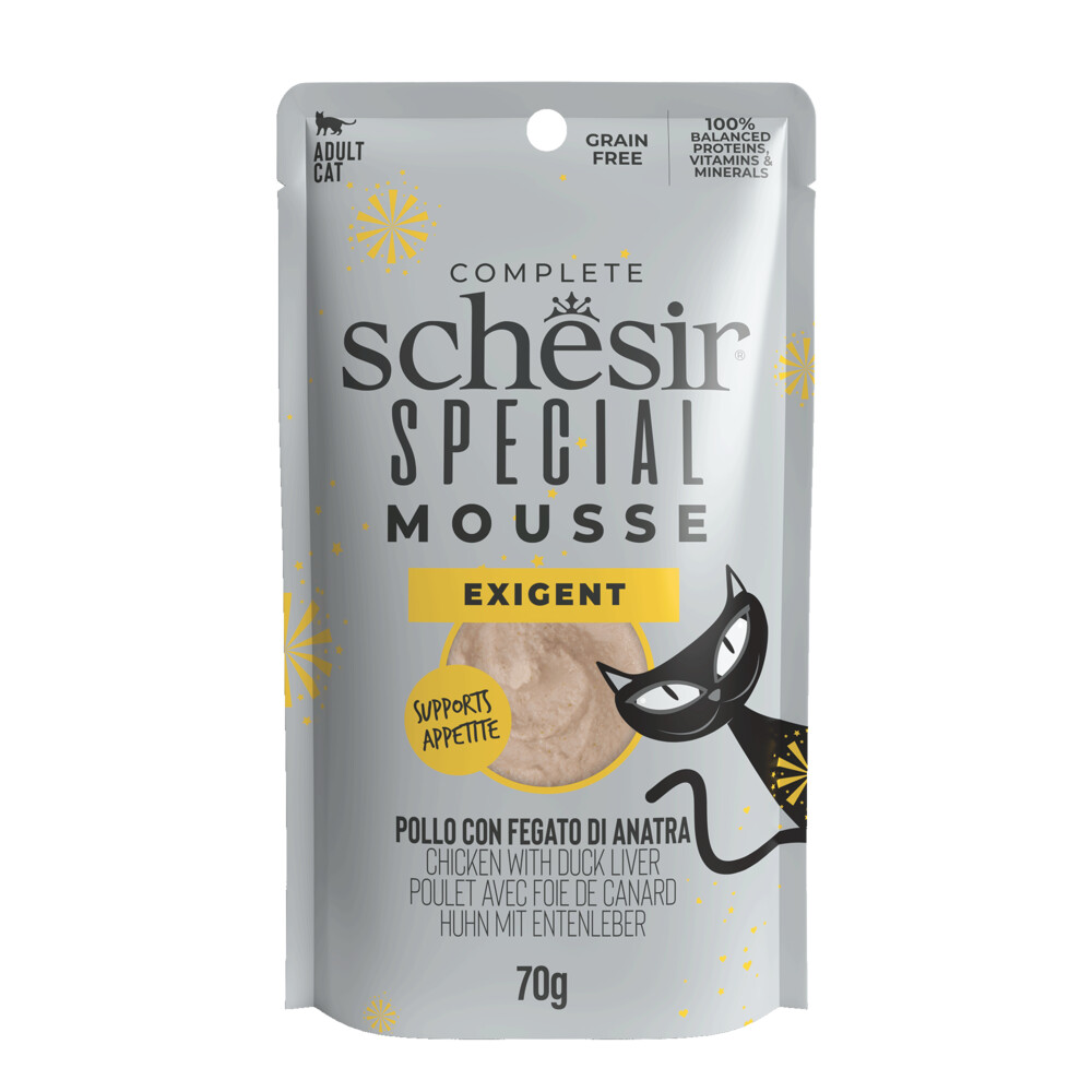 12x Schesir Special Cat Mousse Exigent Kip&Eendenlever 70 gr