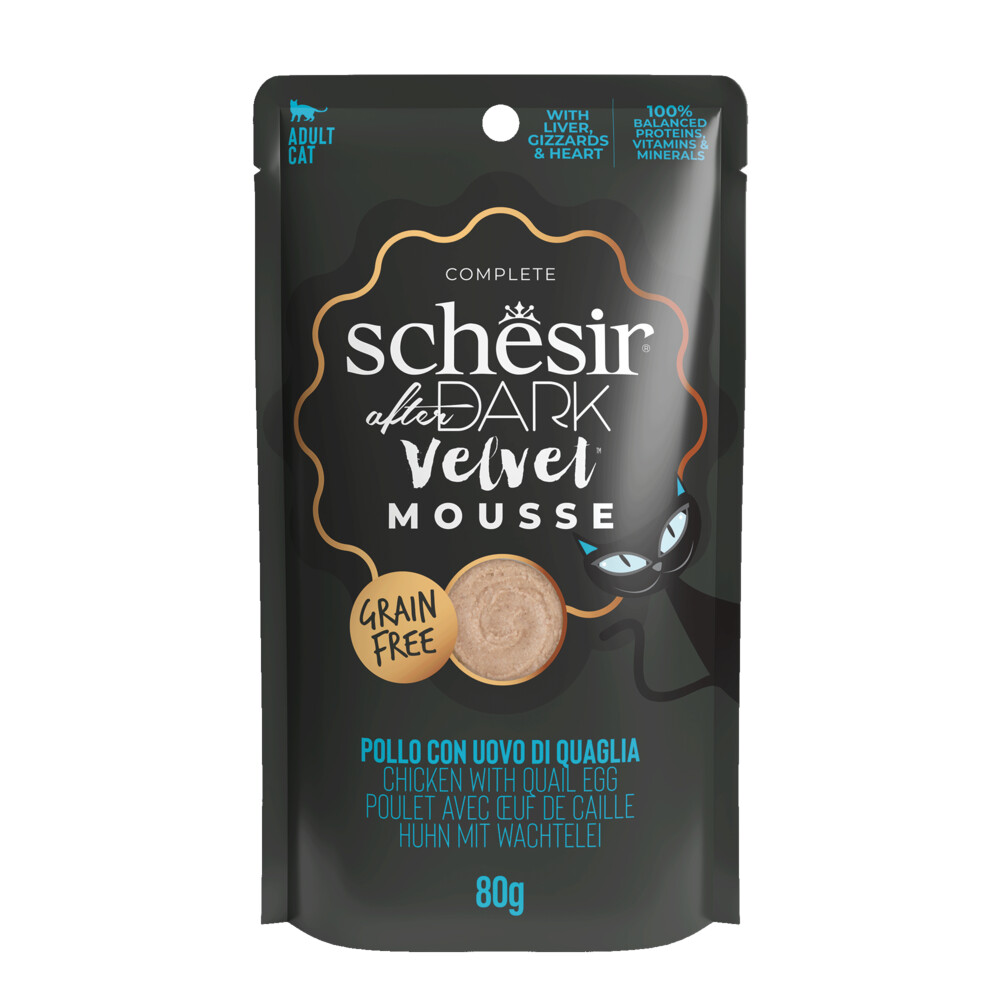 12x Schesir After Dark Velvet Mousse Kip&Kwartelei 80 gr