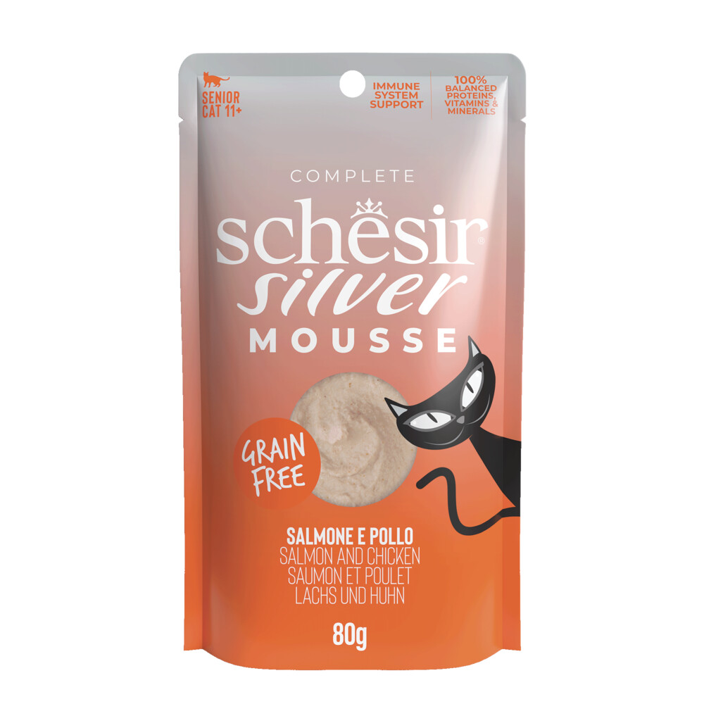 12x Schesir Silver Kat Mousse Zalm 80 gr