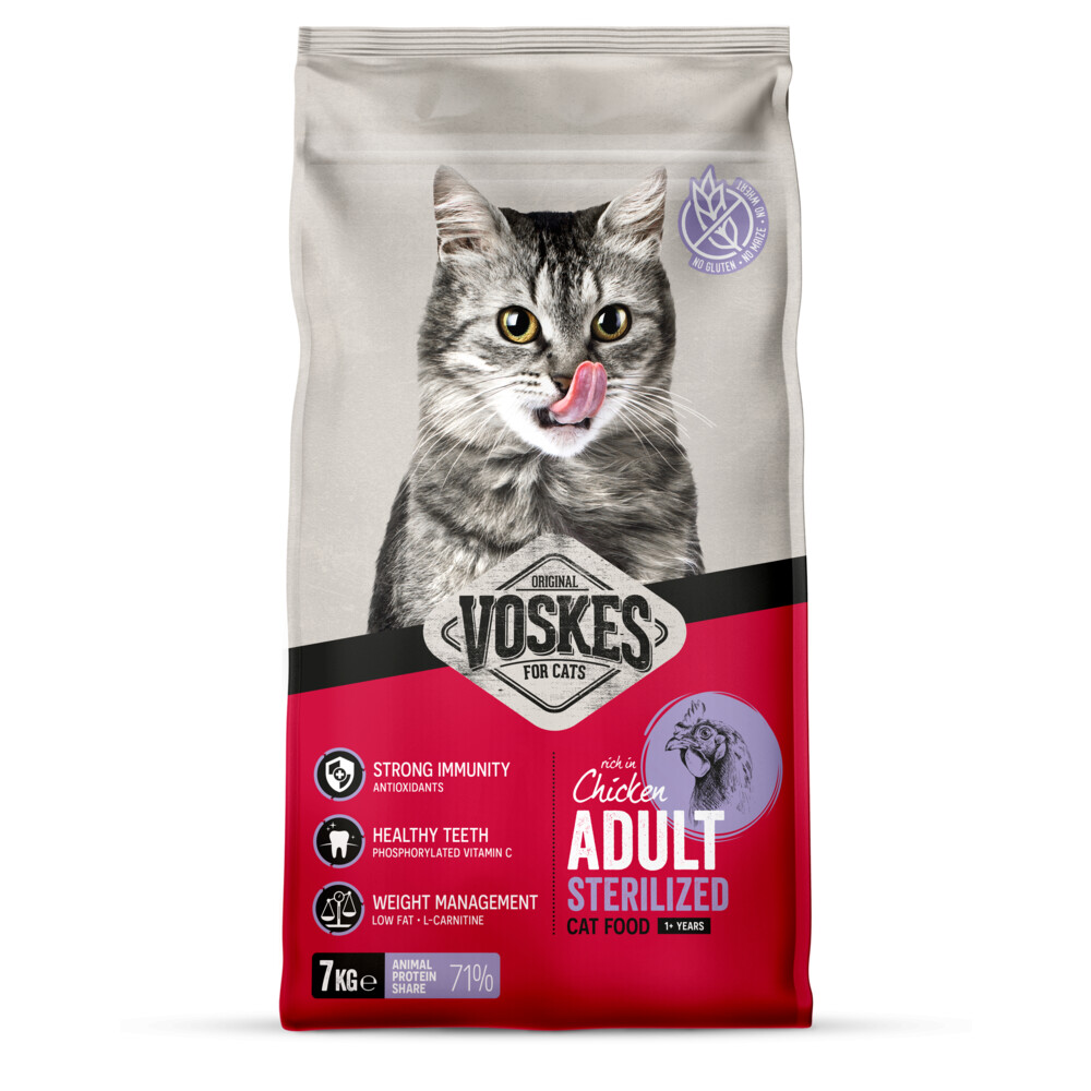 Voskes Kattenbrokken Sterilized Adult Kip 7 kg