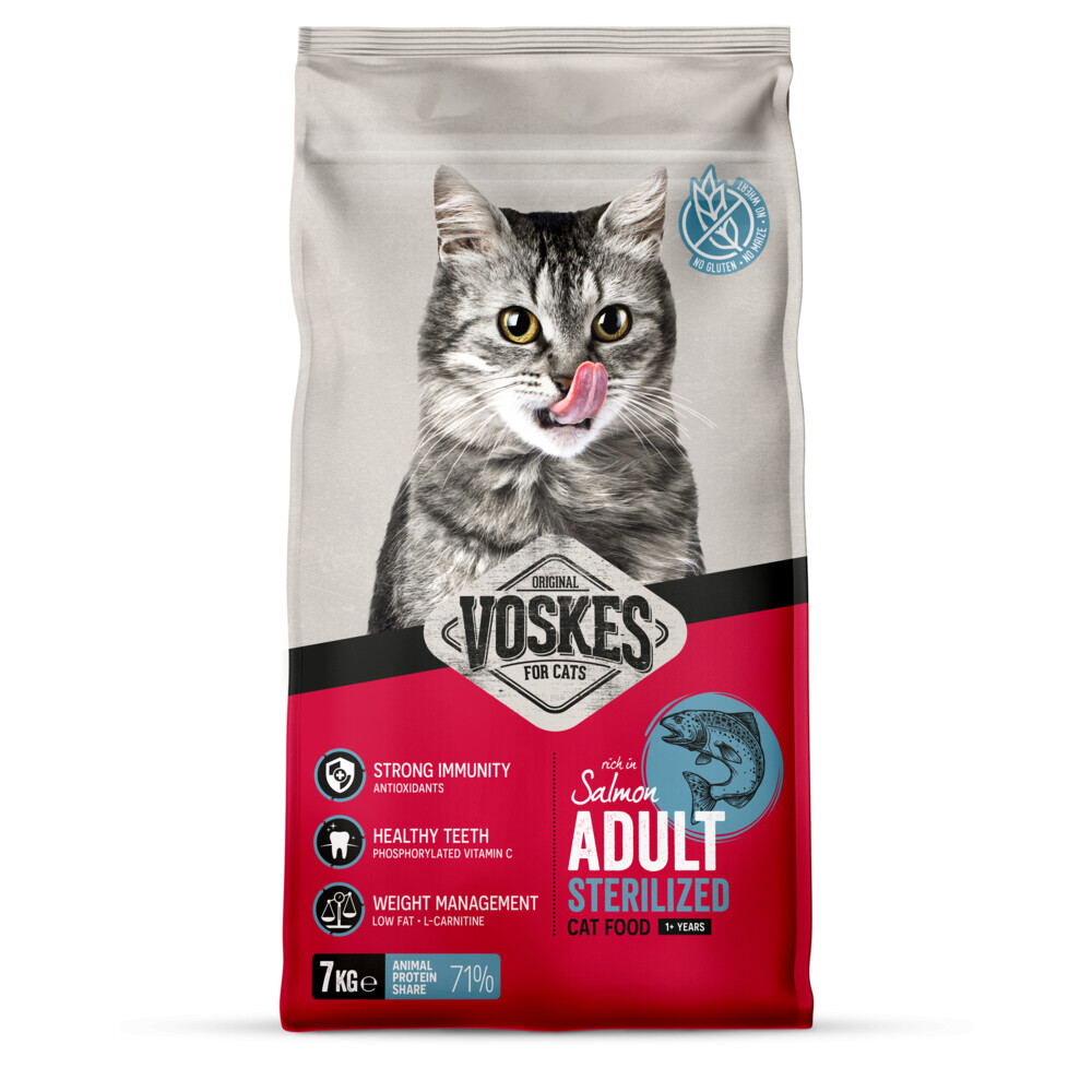 Voskes Kattenbrokken Sterilized Adult Zalm 7 kg