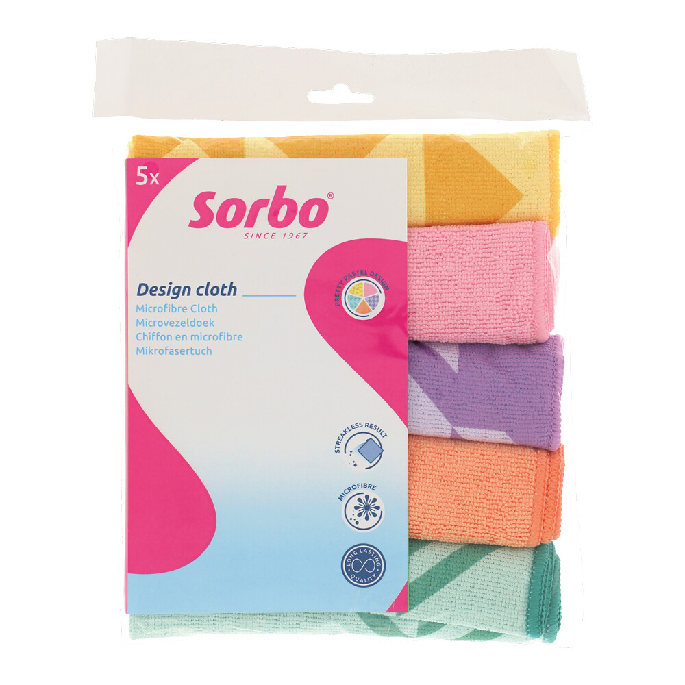 Sorbo Microvezeldoeken Pastel Prints 40 x 40 cm 5 stuks