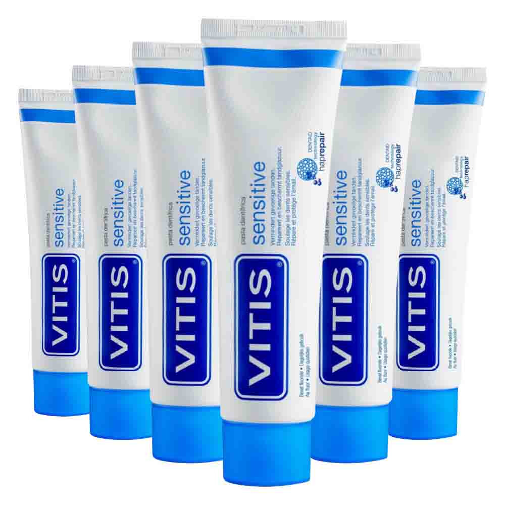 6x Vitis Tandpasta Sensitive 75 ml