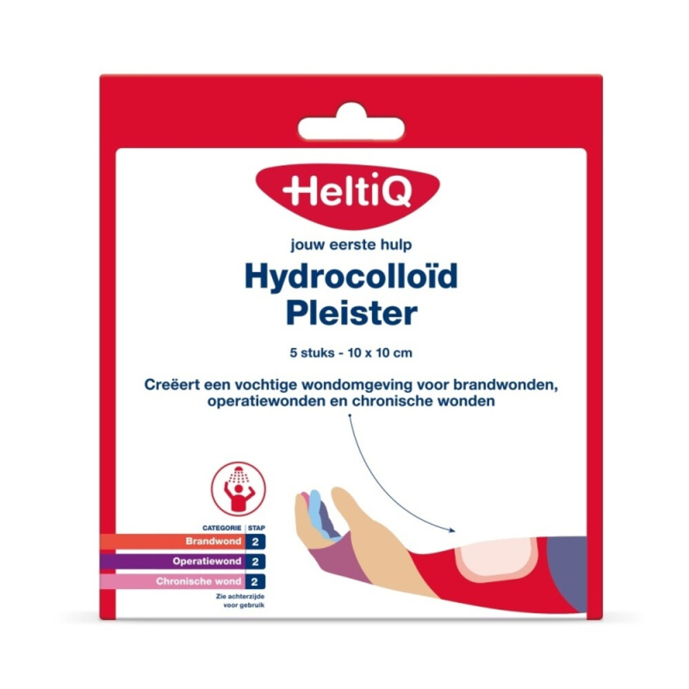 HeltiQ Hydrocolloïd Pleister 10x10cm 5 stuks
