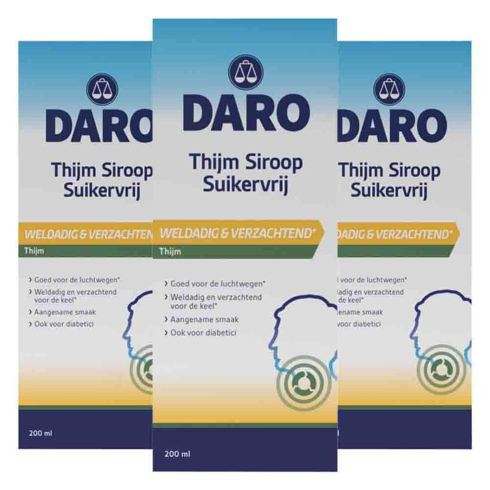 3x Daro Thijmsiroop Suikervrij 200 ml