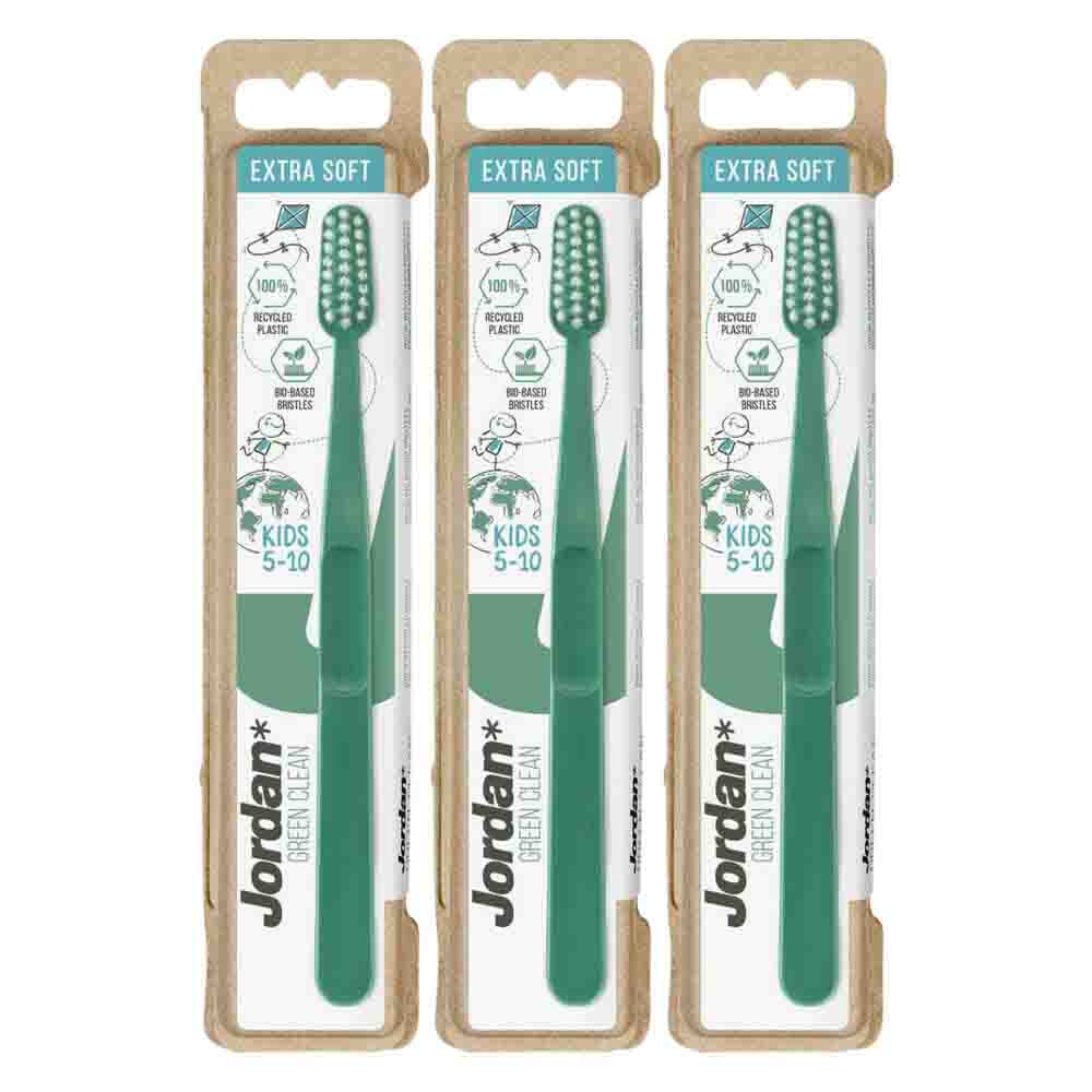 3x Jordan Green Clean Tandenborstel Kids 5-10 Extra Soft