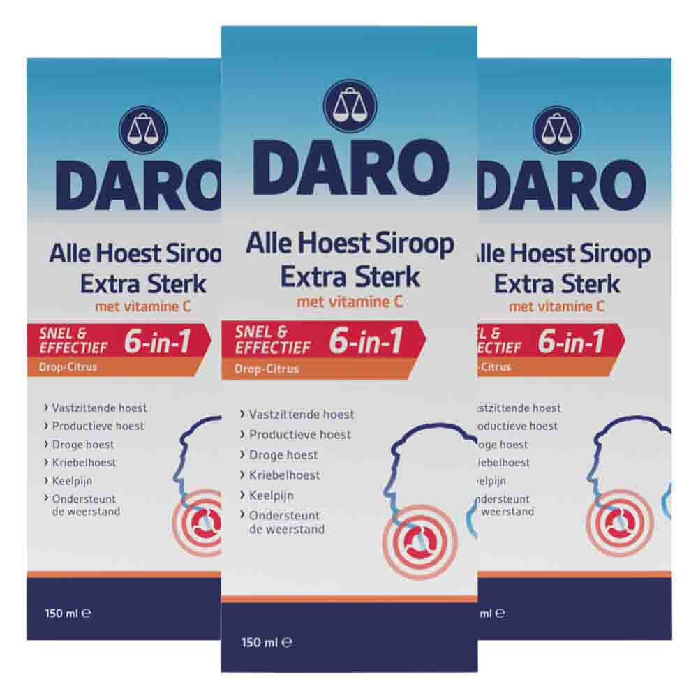 3x Daro Alle Hoest Siroop Extra Sterk met Vitamine C 150 ml
