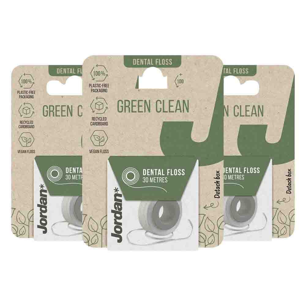 Jordan 3x Green Clean Dental Floss 30 meter - 3 stuks