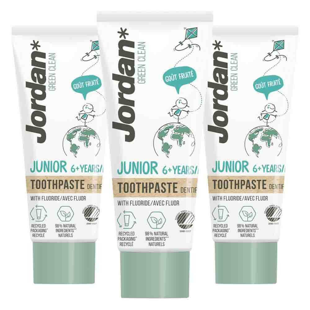 3x Jordan Green Clean Tandpasta Junior 6+ 50 ml