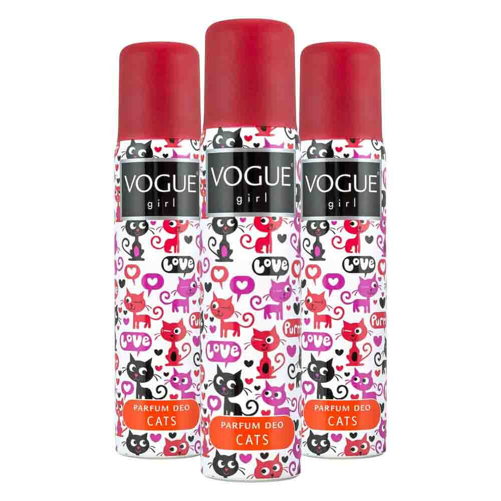 3x Vogue Girl Parfum Deodorant Cats 100 ml