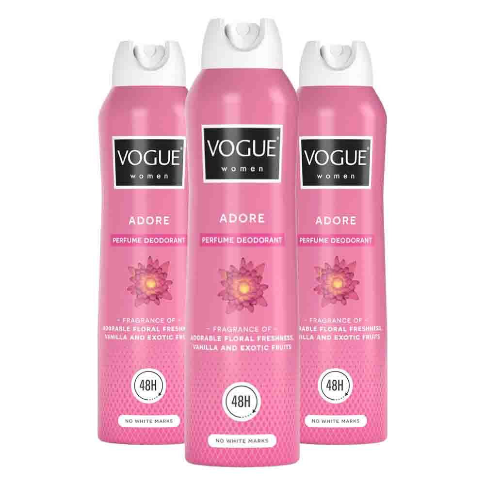 3x Vogue Adore Parfum Deodorant 150 ml