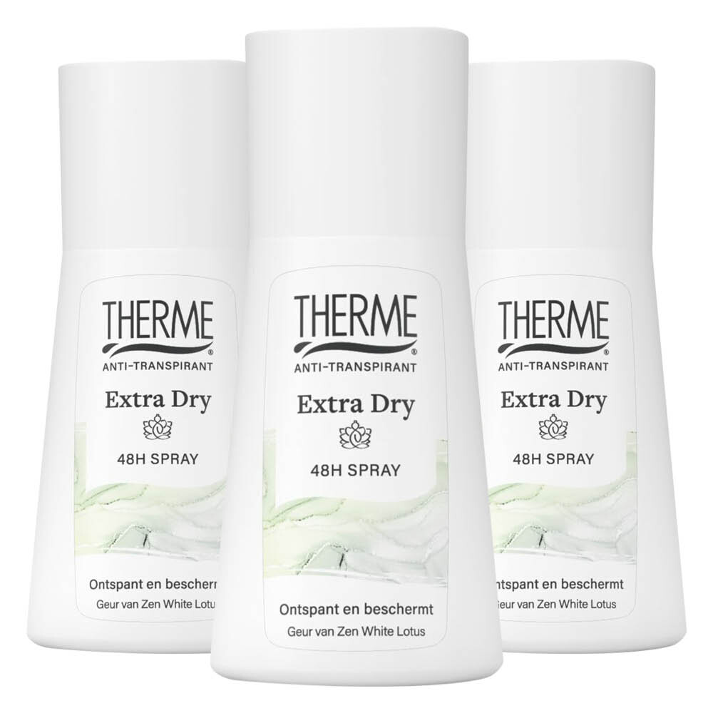 3x Therme Anti-Transpirant Extra Dry Zen White Lotus Spray 75 ml