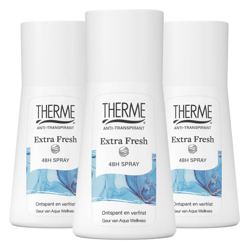 3x Therme Anti-Transpirant Extra Fresh Spray 75 ml