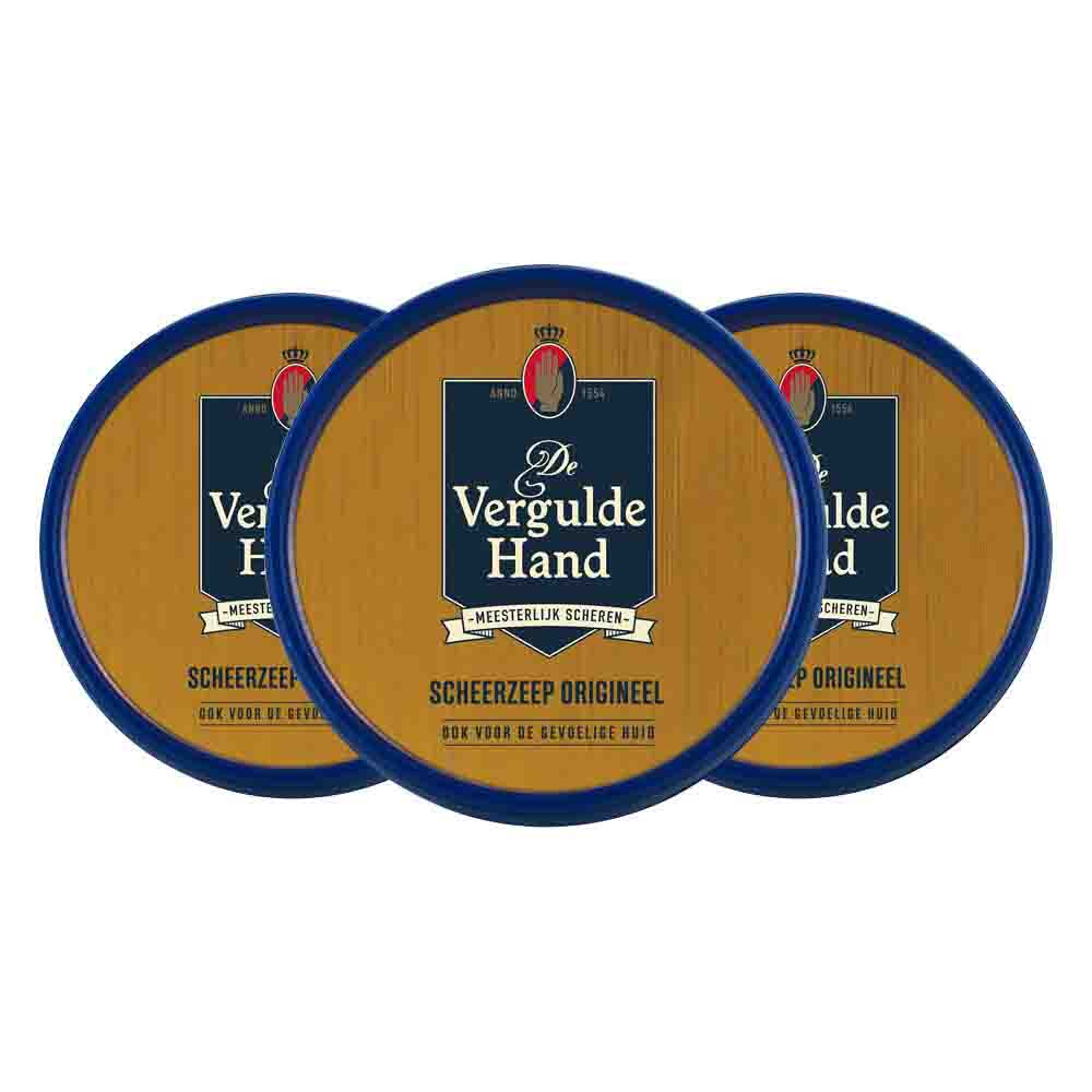 3x Vergulde Hand Scheerzeep Original 75 gr