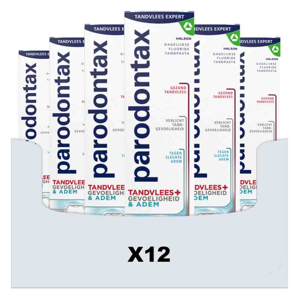 12x Parodontax Tandpasta Tandvlees+ Gevoeligheid & Adem 75 ml