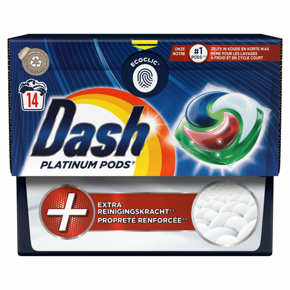 4x Dash Wascapsules Platinum Pods+ 14 stuks